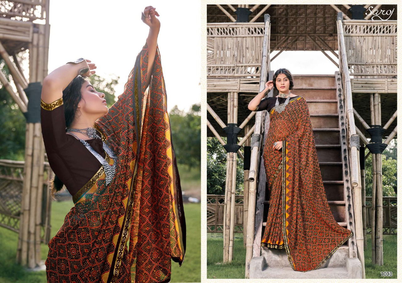 Saroj Aayushi Georgette Printed Regular Wear Latest Saree Collection